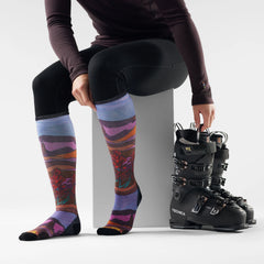 Women's Ski Floral Field Print Over The Calf Socks