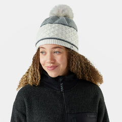 Cable Knit Colorblock Pom Beanie